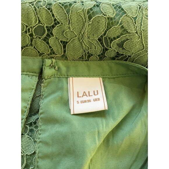 LALU Green Lace Button-Back Mini Dress - Picture 13 of 13